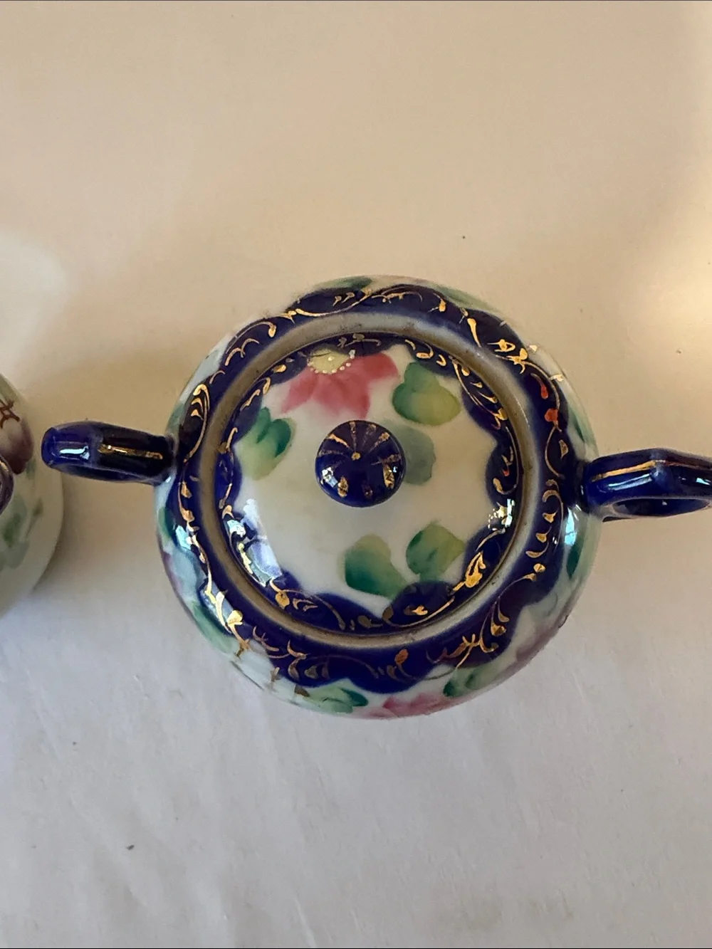 Antique Nippon Moriage Style Porcelain Sugar and Creamer Set